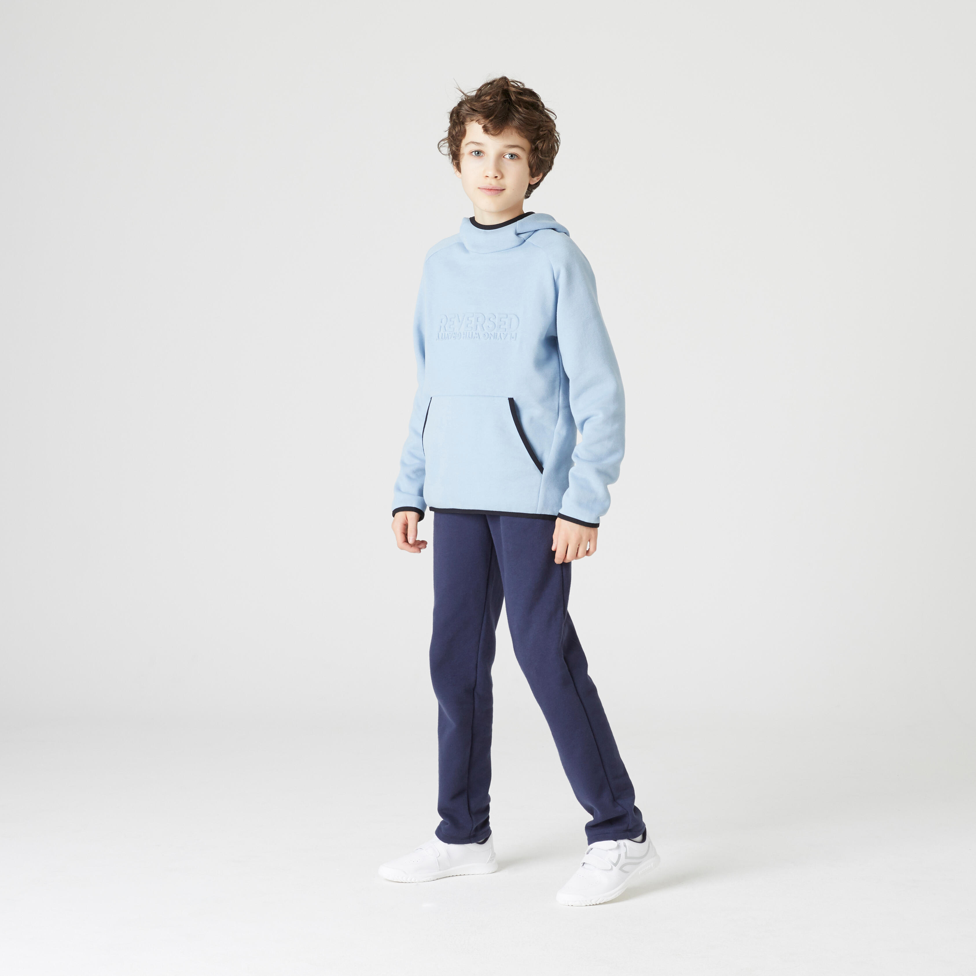 Pantalon de course chaud en molleton enfant - bleu marine - DOMYOS