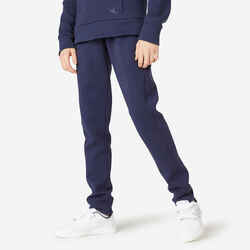 Boys' Warm Breathable Slim-Fit Zip-Pockets Cotton Gym Bottoms 500 - Navy