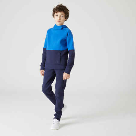 Kids' Cotton Breathable Hoodie 500 - Blue & Navy