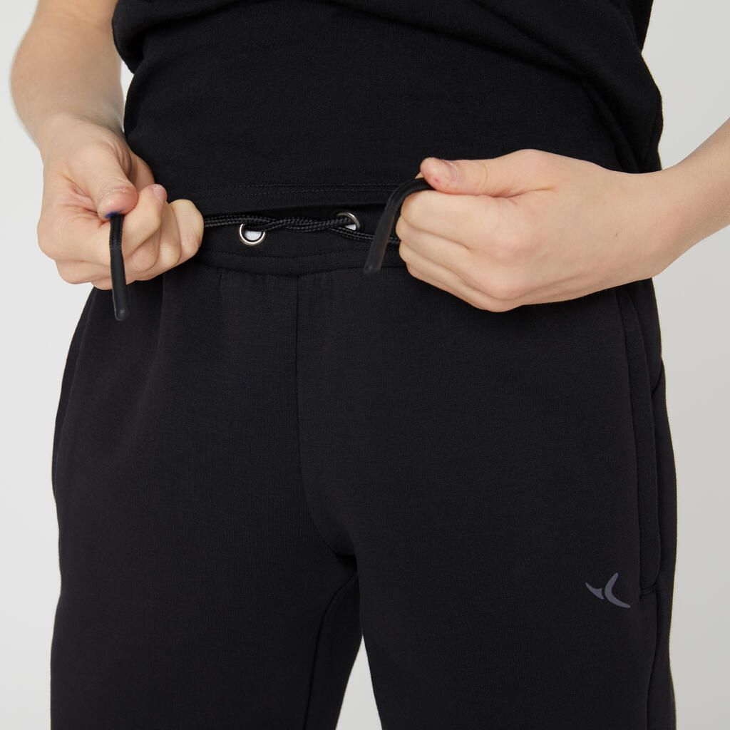 DONJI DEO TRENERKE ZA DŽOGING 900 DEČJI UNISEX PROZRAČNI PAMUČNI - CRNI