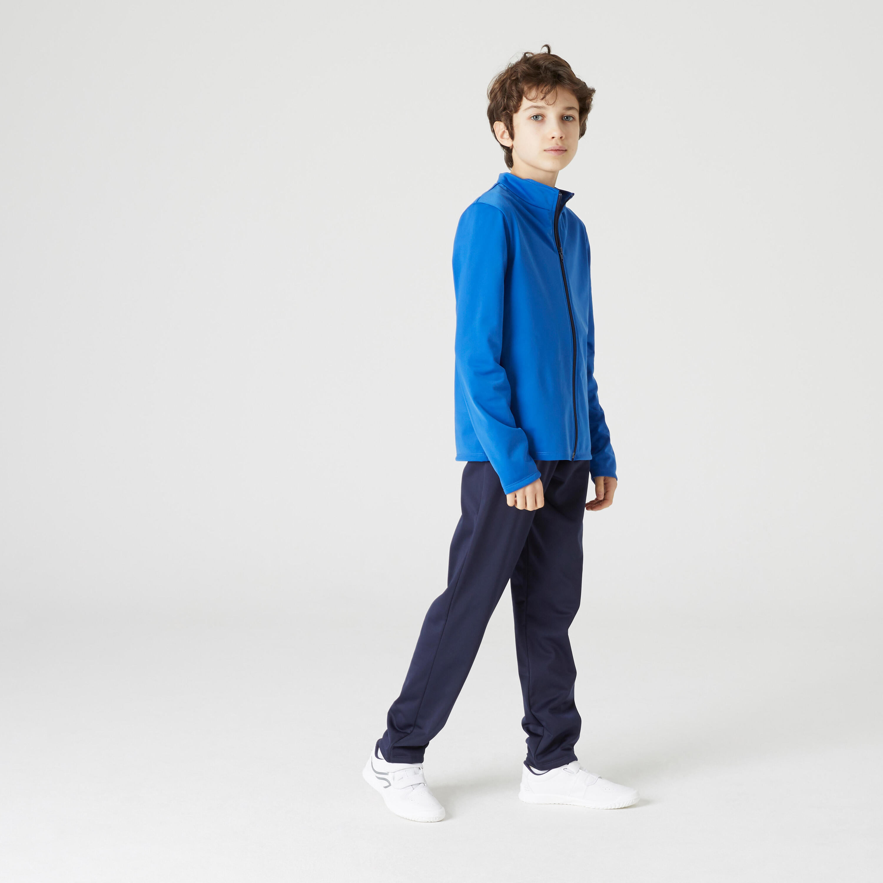 DOMYOS Kids' Synthetic Breathable Tracksuit Gym'Y - Blue/Navy Bottoms