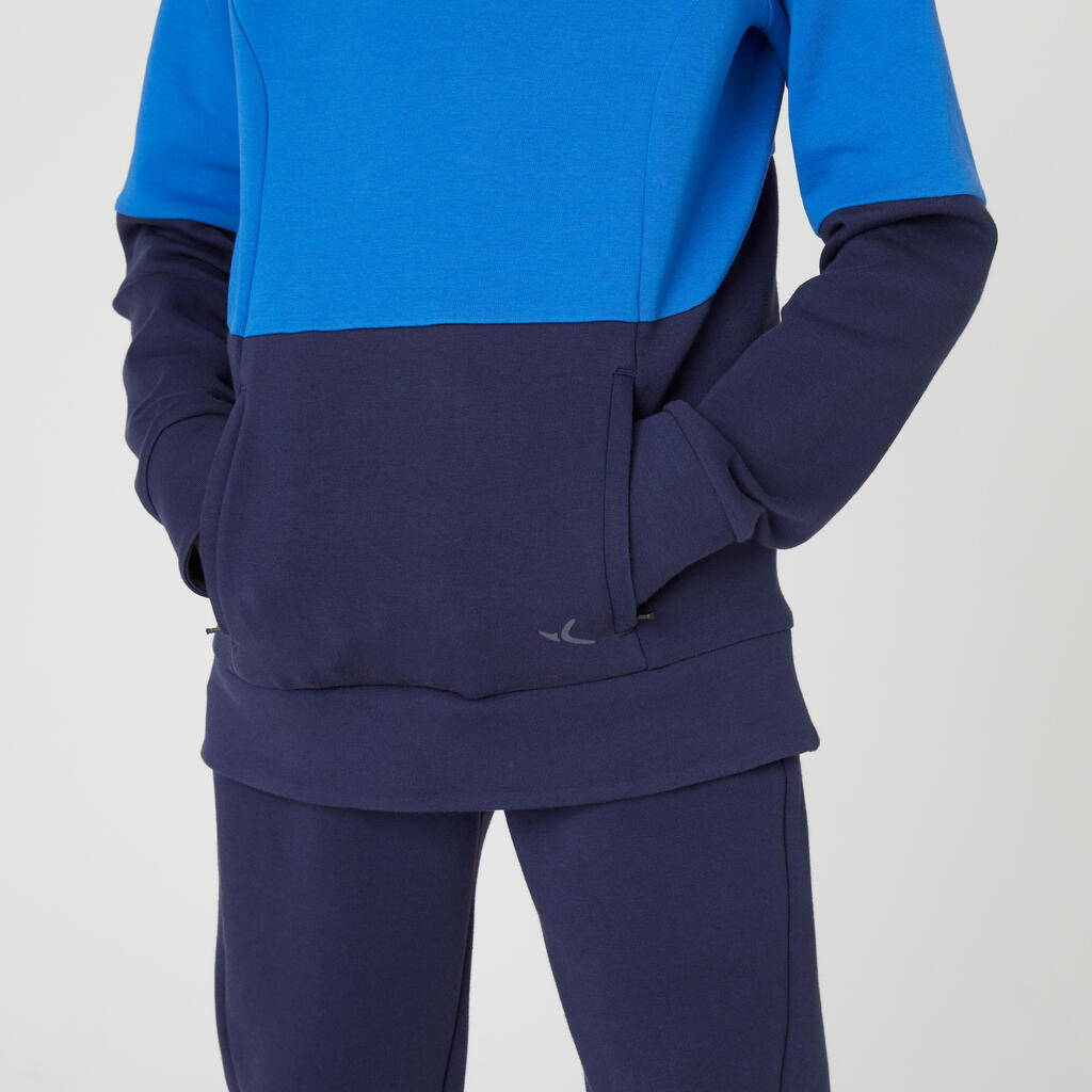 Kids' Cotton Breathable Hoodie 500 - Blue & Navy