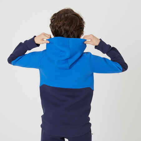 Kids' Cotton Breathable Hoodie 500 - Blue & Navy
