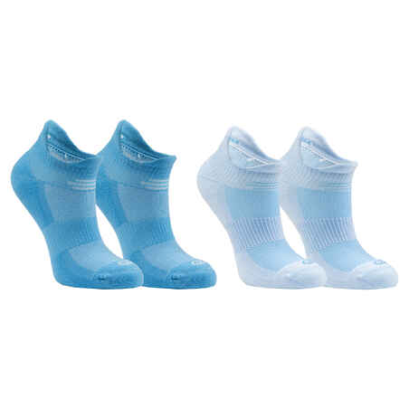 Chaussettes enfant d'athlétisme lot de 2 AT 500 invisible blanches et bleues