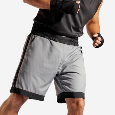 Boksshort heren 500 grijs/zwart