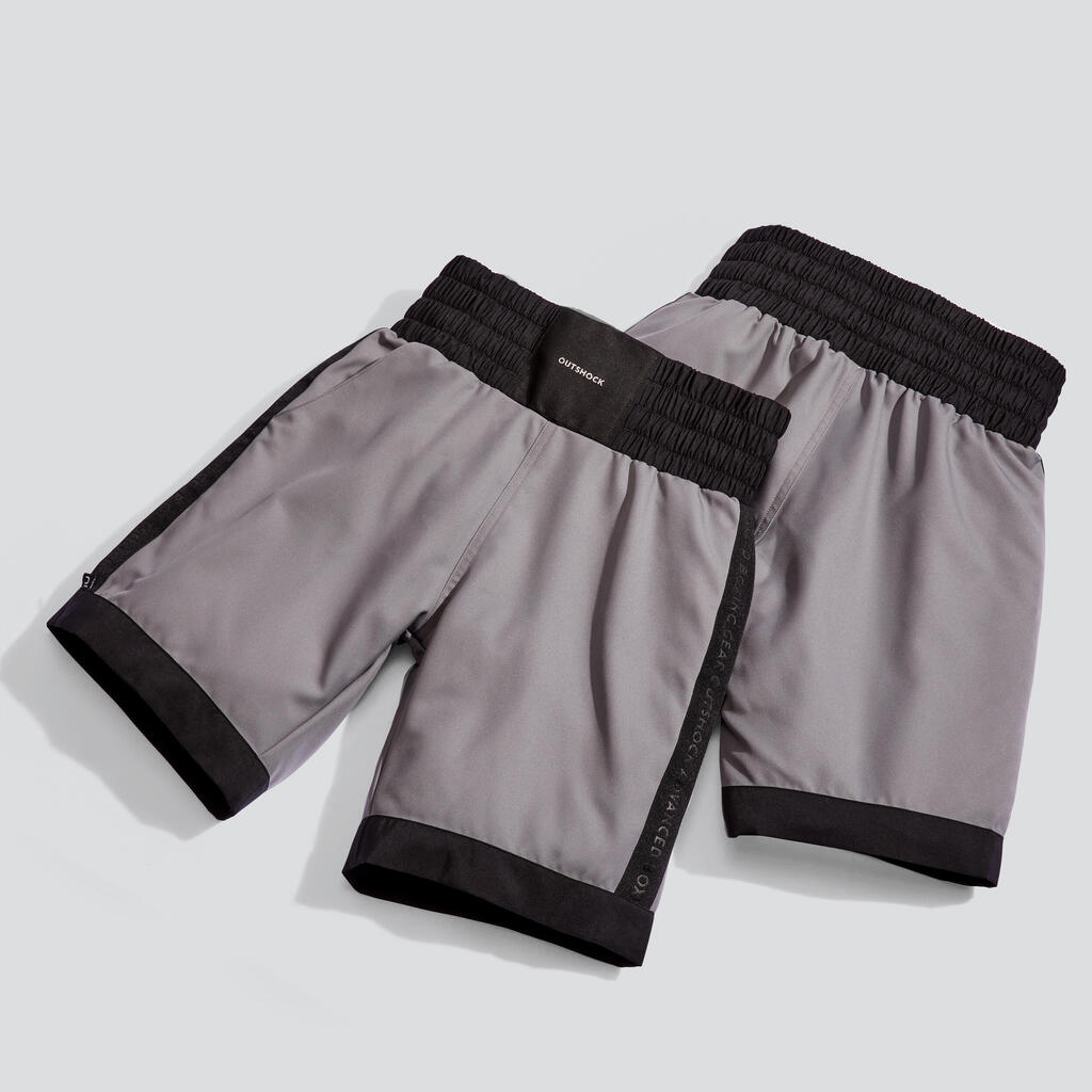 SHORT DEPORTIVO HOMBRE PARA BOXEO GRIS/NEGRO 500