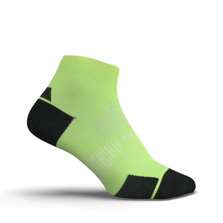 Носки для бега тонкие средней высоты унисекс ярко-зеленые RUN 900 THIN