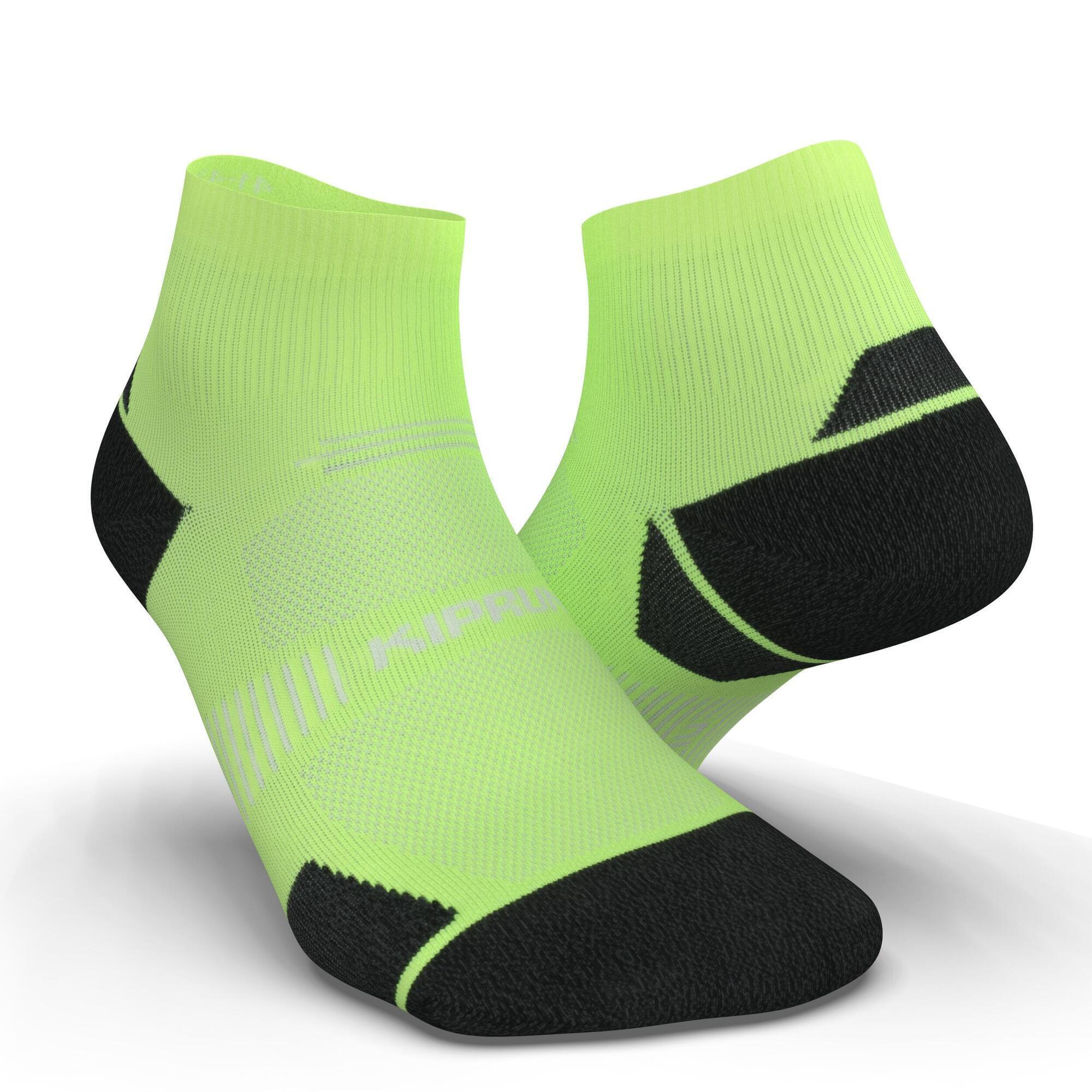 KIPRUN RUN900 MID FINE RUNNING SOCKS - YELLOW