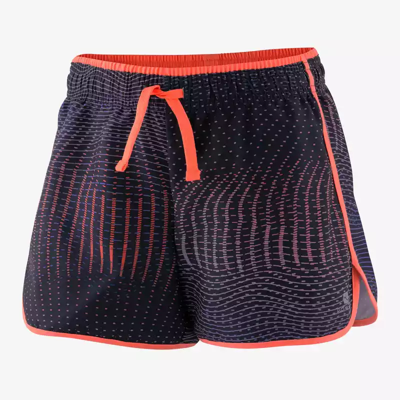 Girls' Synthetic Breathable Shorts - Blue/Coral/Print