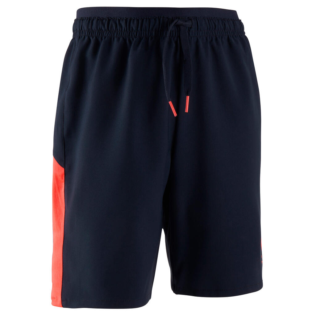 Kids' football shorts f520 - navy/neon pink