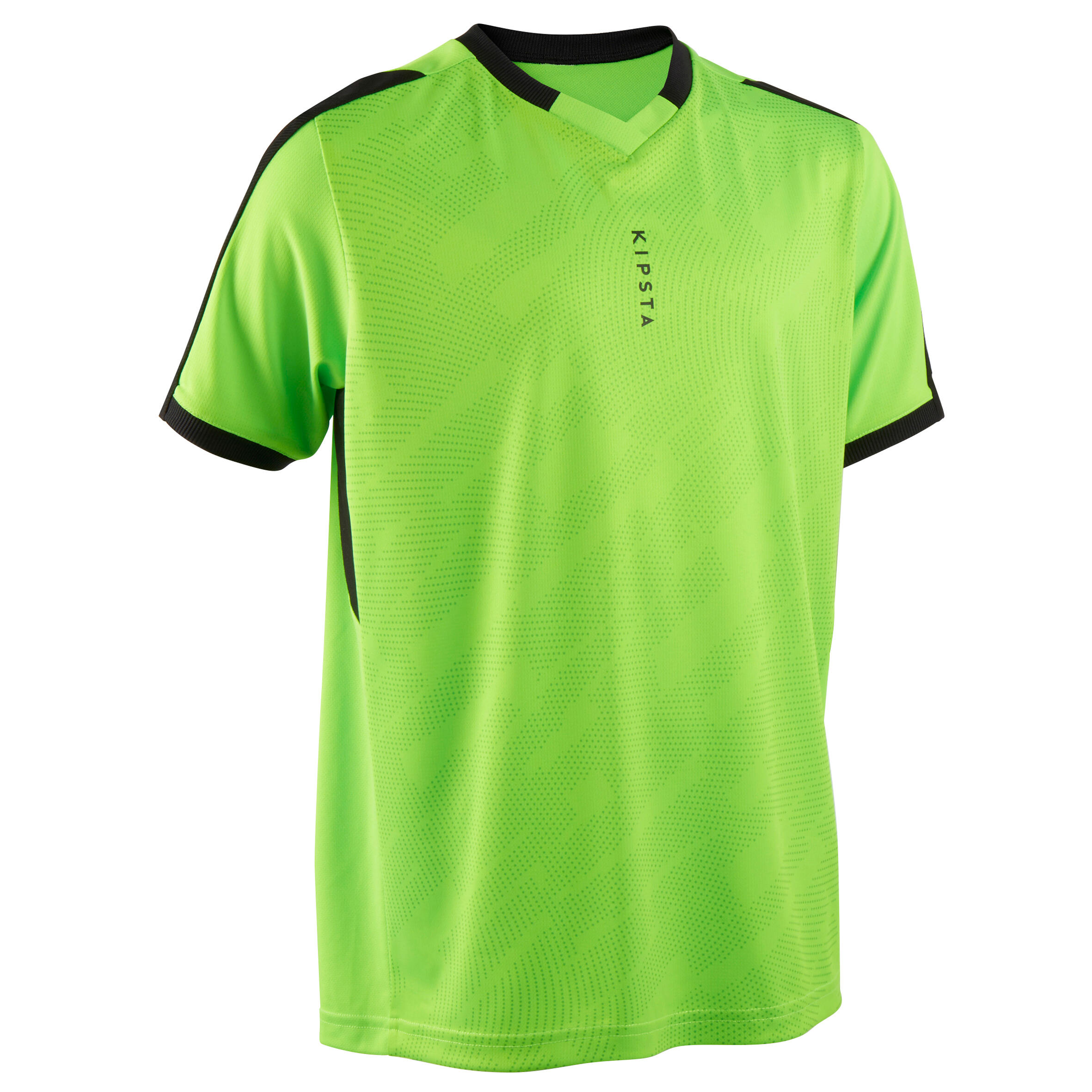 Tricou Fotbal F520 Verde Fluorescent Copii decathlon.ro imagine 2022