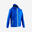 VESTE COUPE PLUIE DE FOOTBALL T500 ENFANT BLEU ET BLEU MARINE, ZIP VERT FLUO