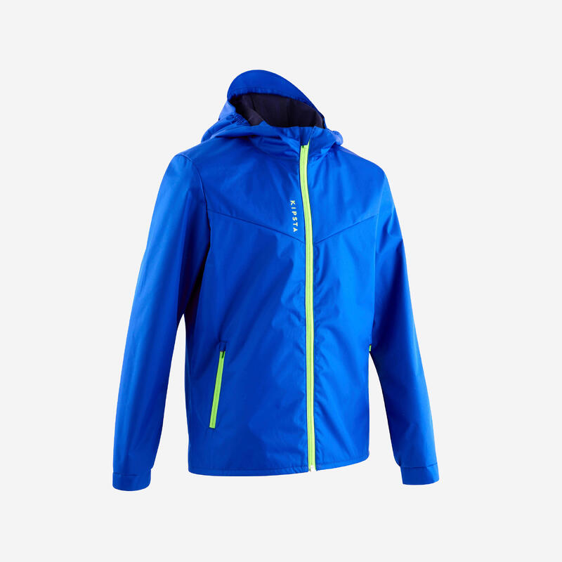 Kids' Football Zip-Up Rain Jacket T500 - Blue/Navy Blue KIPSTA - Decathlon