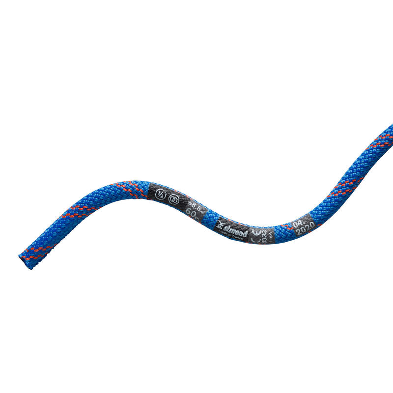 Corda dupla de escalada e alpinismo RAPPEL 8,6mm x 60m Azul