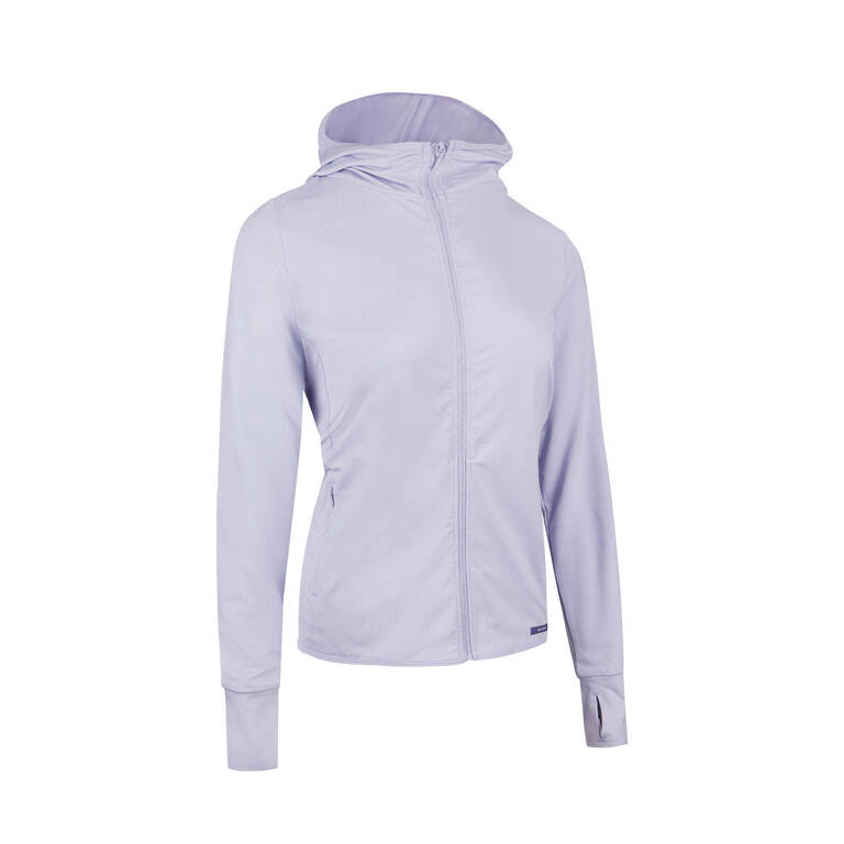 Women's running hooded jacket - Sun Protect light blue