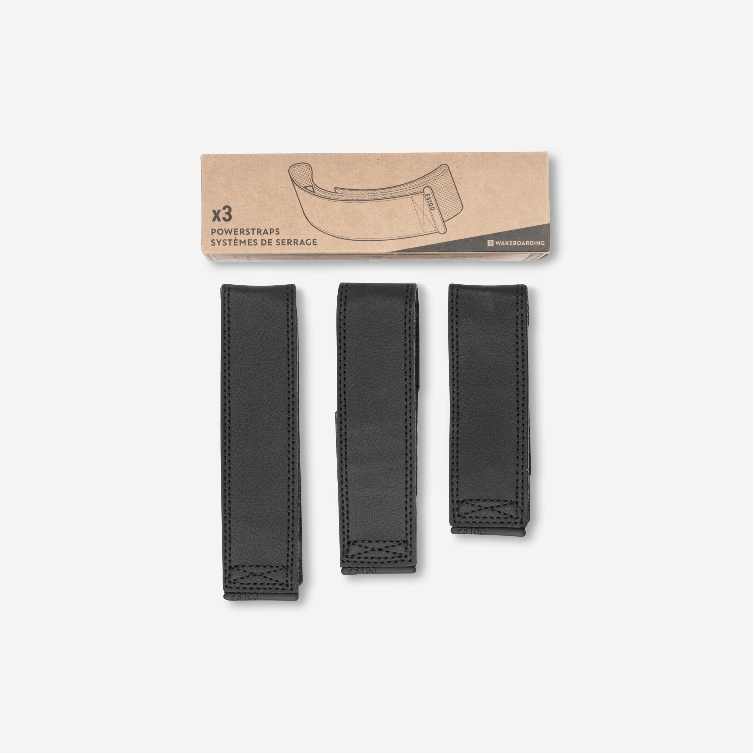 Wakeboarding - Lot De 3 Straps Velcro Pour Chausse De Wakeboard 100 Ouverte - Strap - Surf Bodyboard Ski Nautique - Noir - Taille Unique - Decathlon