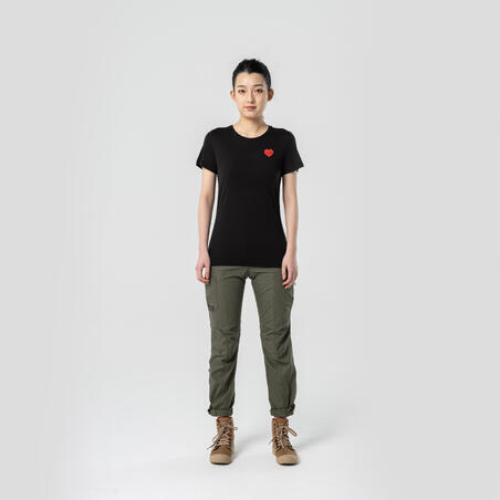 T-shirt de randonnée femme à manches courtes en laine - TRAVEL 500