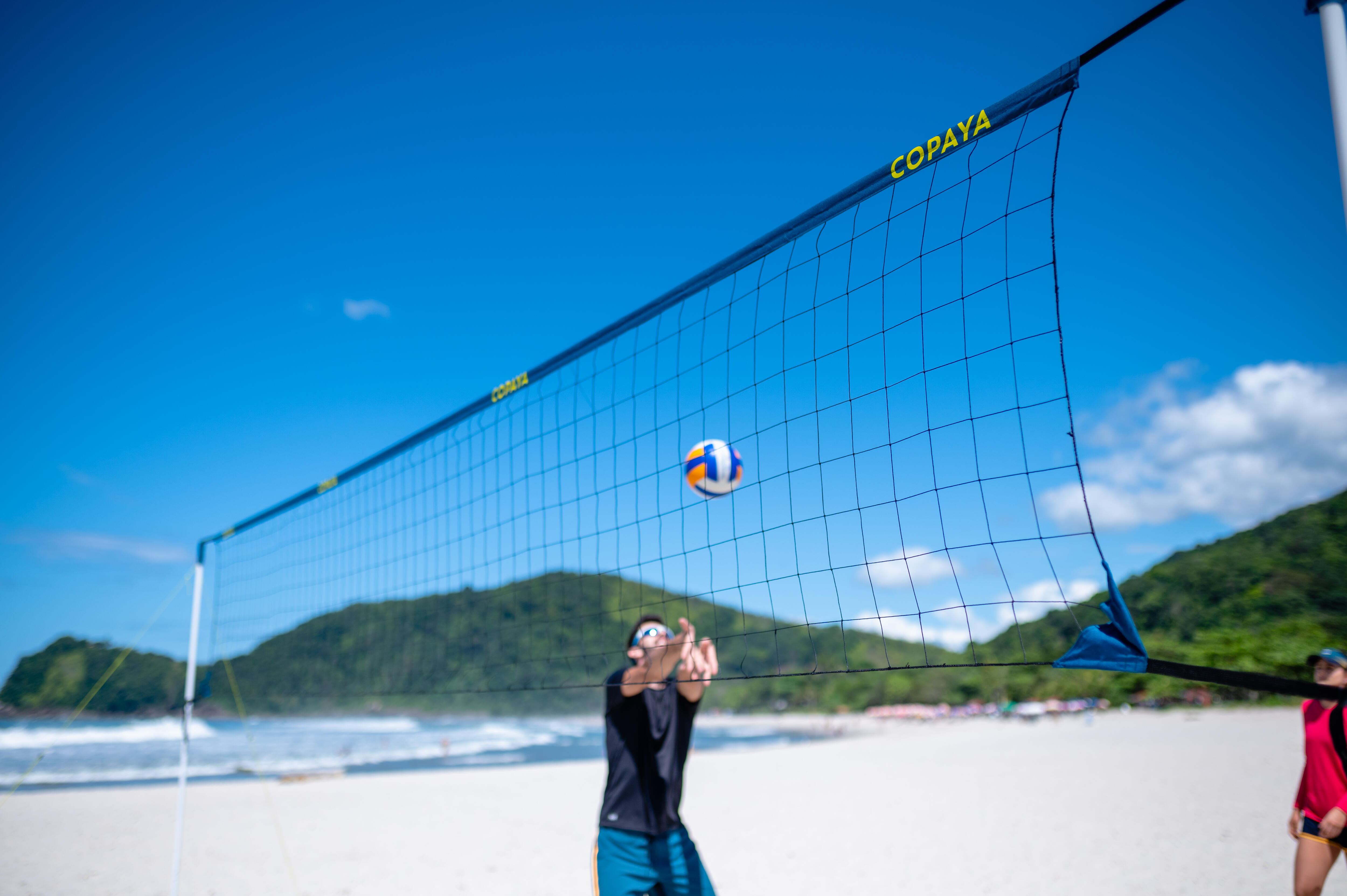 Ensemble (filet et poteaux) de volleyball de plage - BV500 bleu - COPAYA