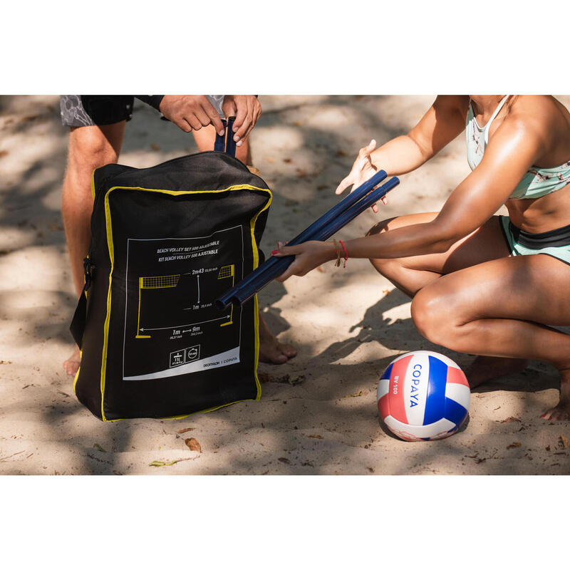 Rede e Postes Voleibol de Praia BV500 Ajustáveis Amarelo (Conjunto)