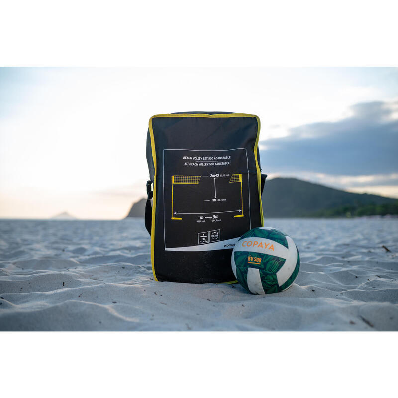 Sada na beach volejbal (síť a sloupky) nastavitelná BV500 žlutá