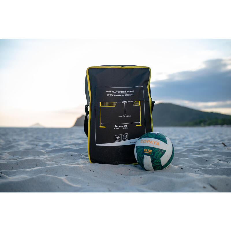 Set (Filet et poteaux) de beach volley BV500 ajustable Jaune