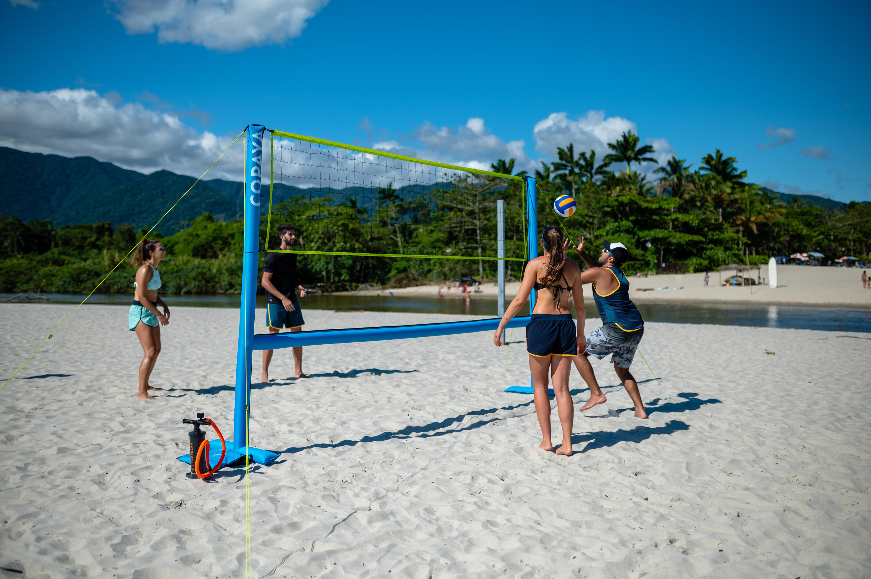 Set (Filet et structure) de Beach volley 500 gonflable bleu 17/23