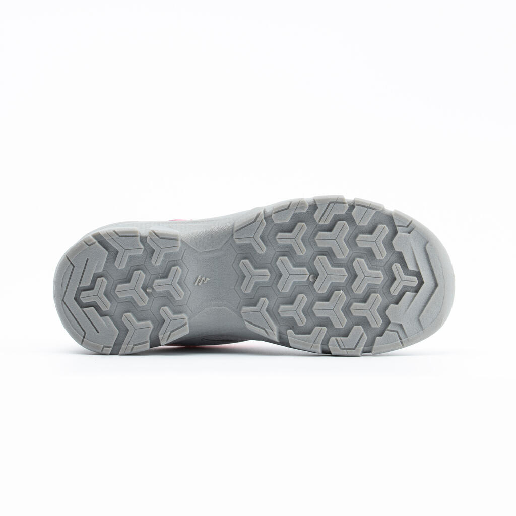 Chaussures de randonnée enfant avec scratch MH100 grise et rose du 24 AU 34