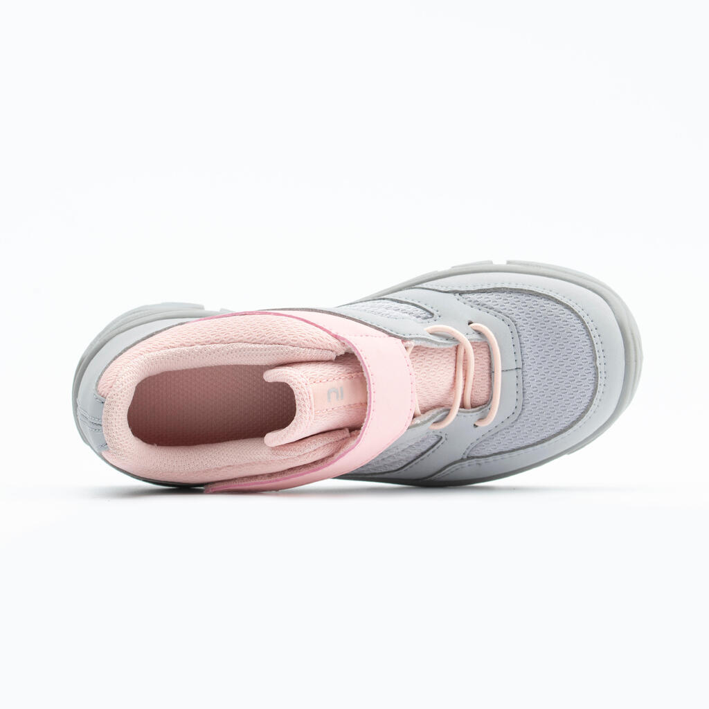 Chaussures de randonnée enfant avec scratch MH100 grise et rose du 24 AU 34