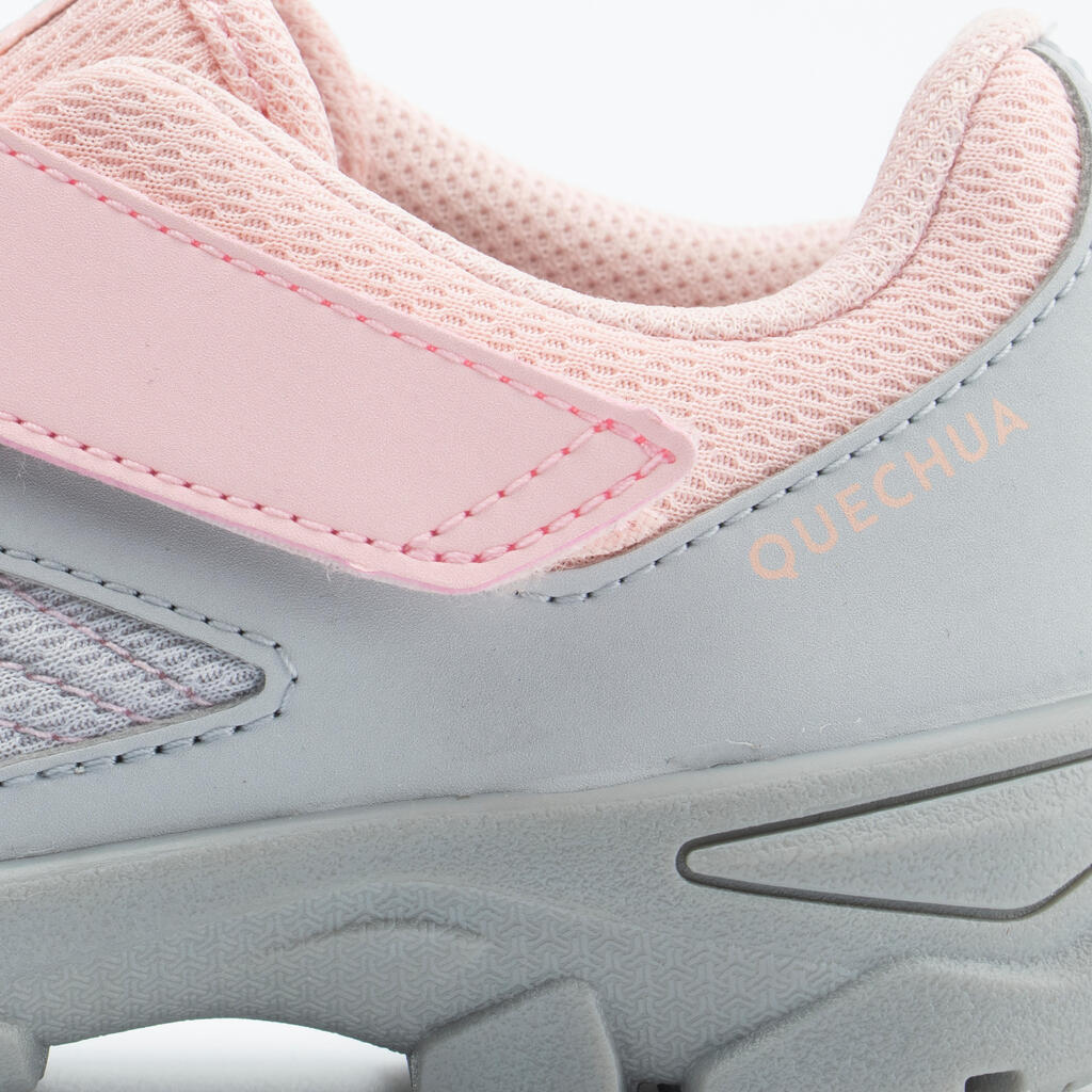 Chaussures de randonnée enfant avec scratch MH100 grise et rose du 24 AU 34