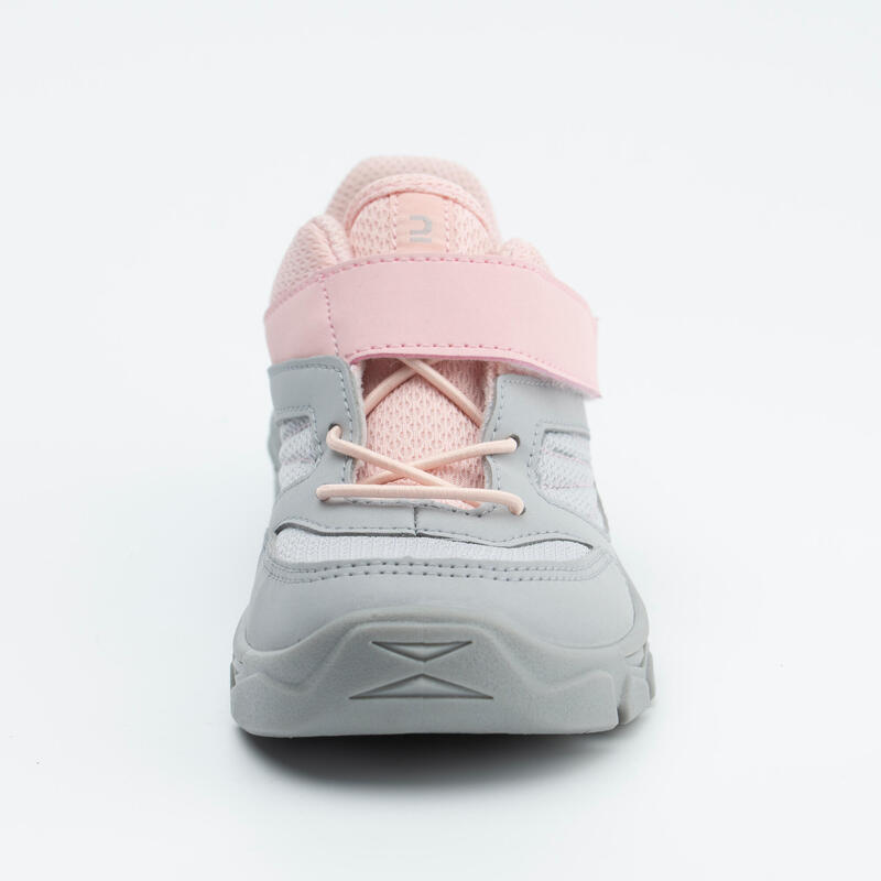 VELCRO MOUNTAIN HIKING SHOES - MH100 - GREY/PINK - KIDS - SIZE 26 TO 34