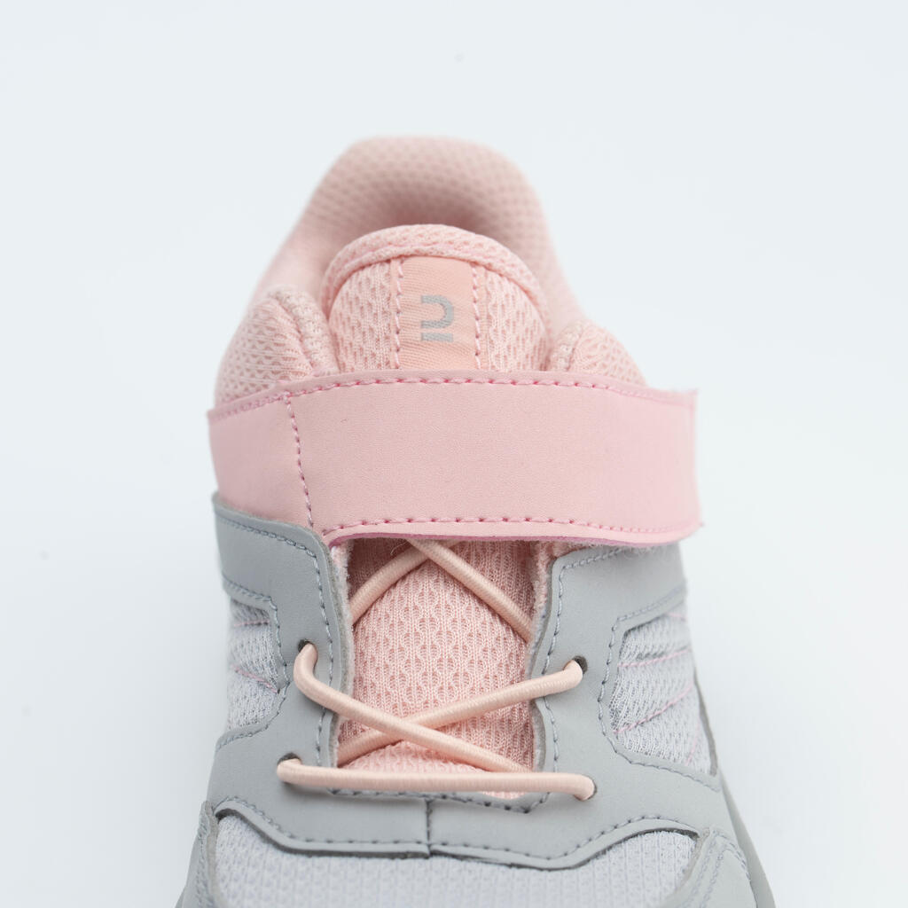 Chaussures de randonnée enfant avec scratch MH100 grise et rose du 24 AU 34