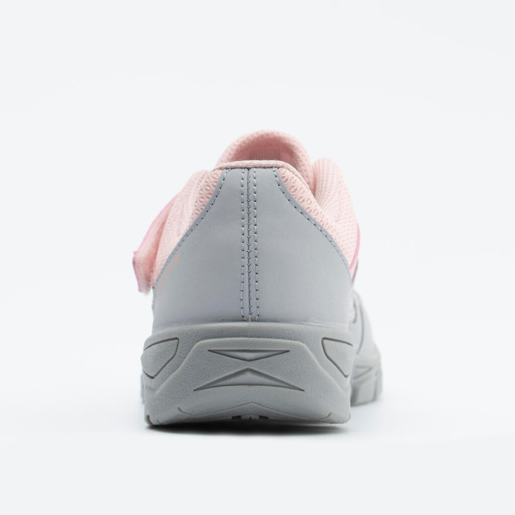 Chaussures de randonnée enfant avec scratch MH100 grise et rose du 24 AU 34