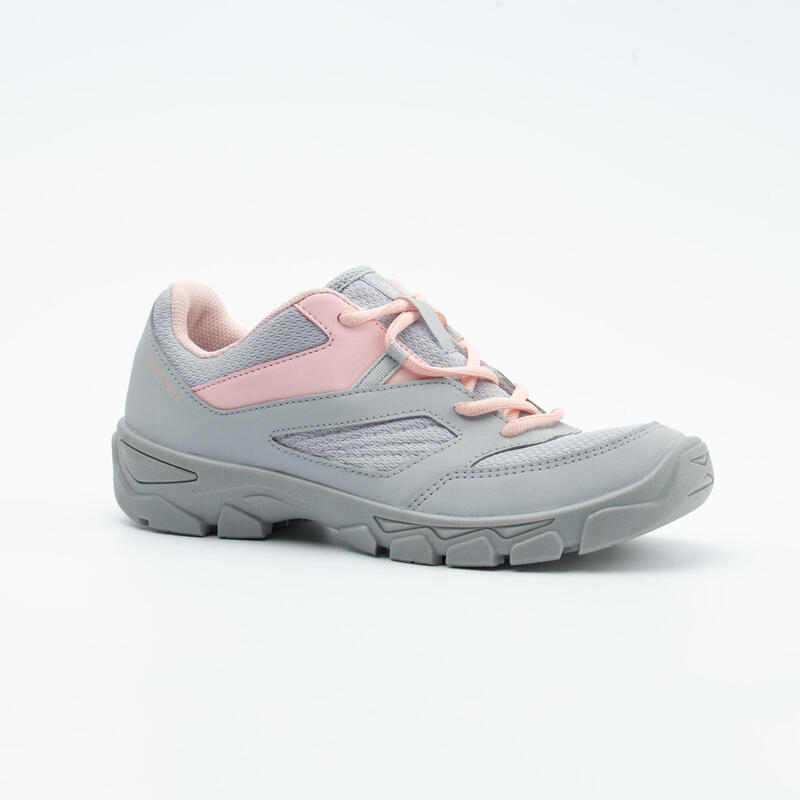 LACE-UP MOUNTAIN HIKING SHOES - MH100 - GREY/PINK - KIDS - SIZE 35 TO 38