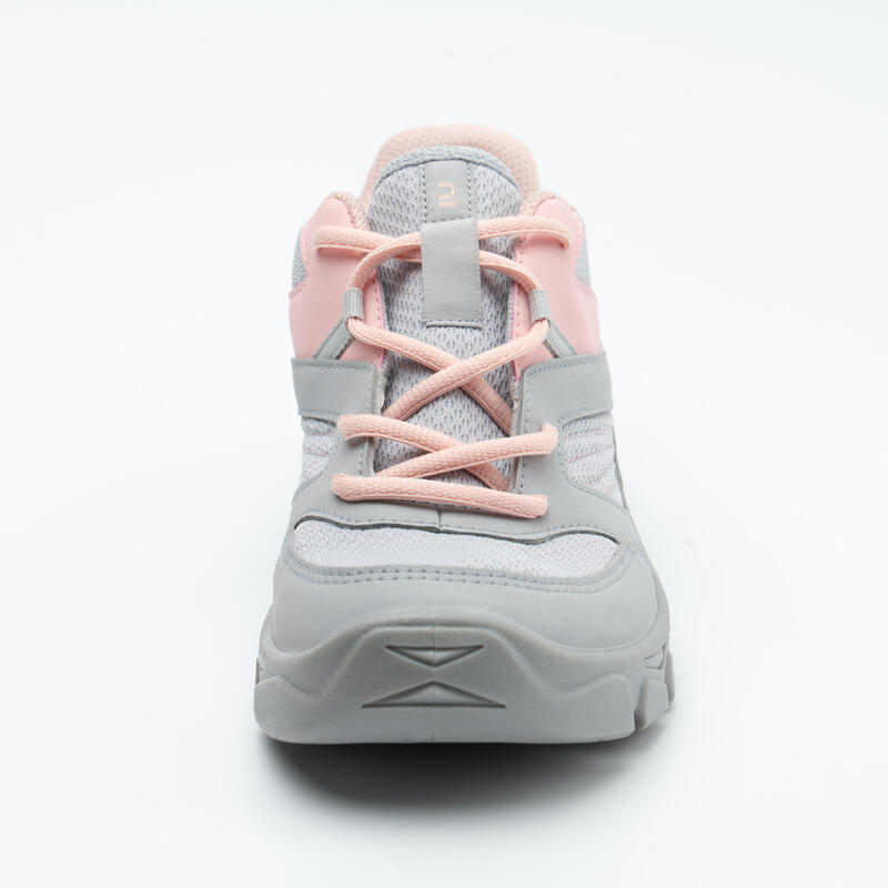 LACE-UP MOUNTAIN HIKING SHOES - MH100 - GREY/PINK - KIDS - SIZE 35 TO 38
