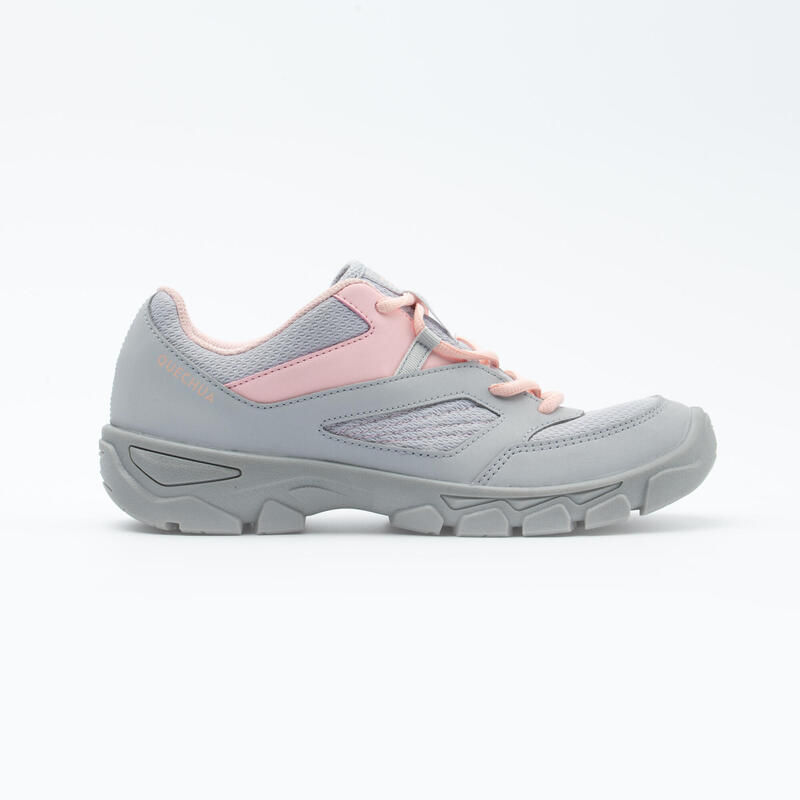 LACE-UP MOUNTAIN HIKING SHOES - MH100 - GREY/PINK - KIDS - SIZE 35 TO 38