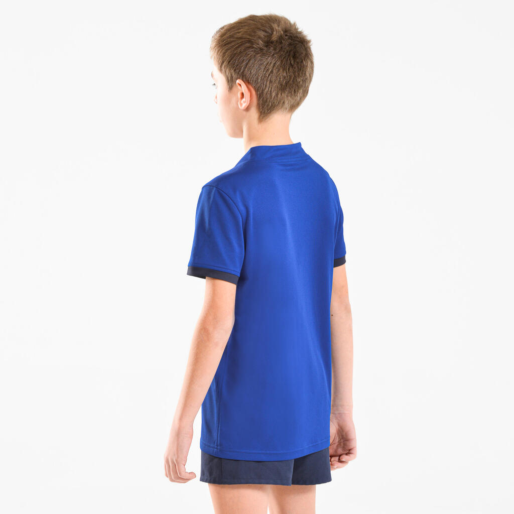 Kids' Short-Sleeved Rugby Shirt R100 - Blue