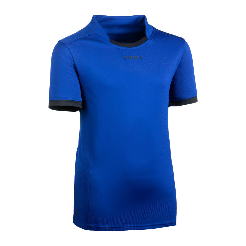 Kids' Short-Sleeved Rugby Shirt R100 - Blue