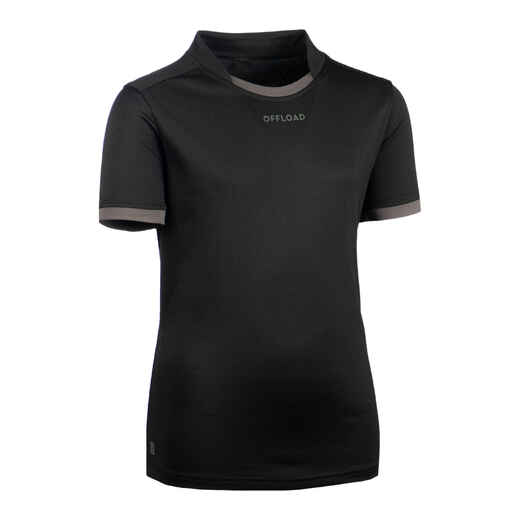 
      Kids' Short-Sleeved Rugby Shirt R100 - Black
  