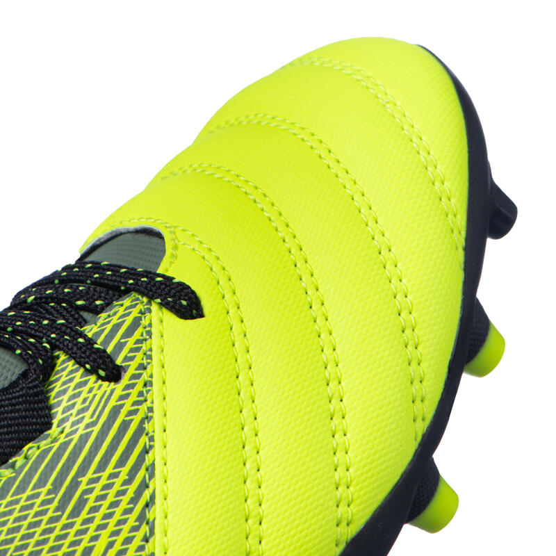 CHAUSSURES DE RUGBY MOULÉES TERRAIN SEC R500 ENFANT jaune