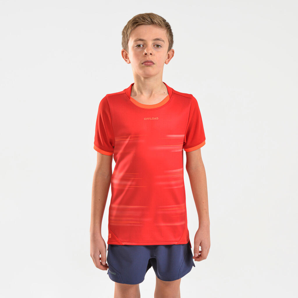 Rugbytrikot Kurzarm R500 Kinder rot