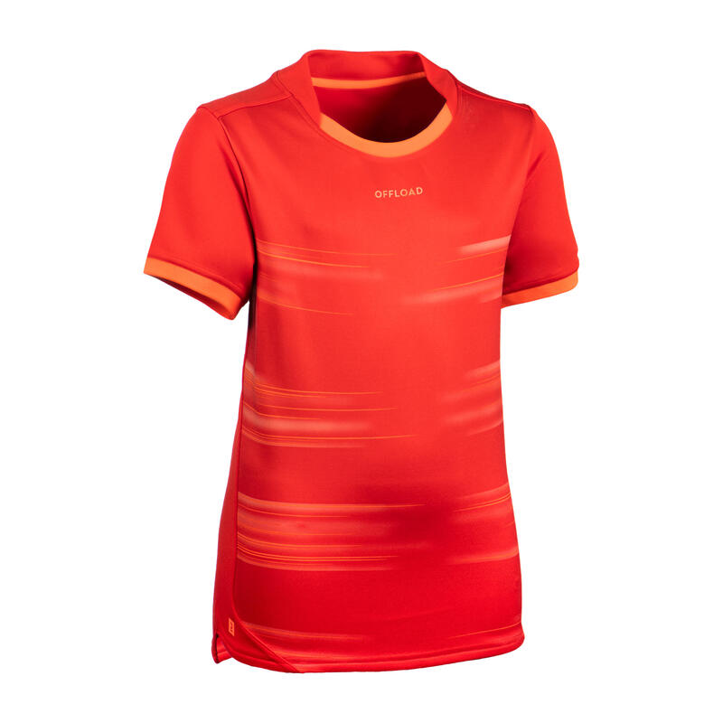 MAILLOT MANCHES COURTES DE RUGBY R500 ENFANT ROUGE