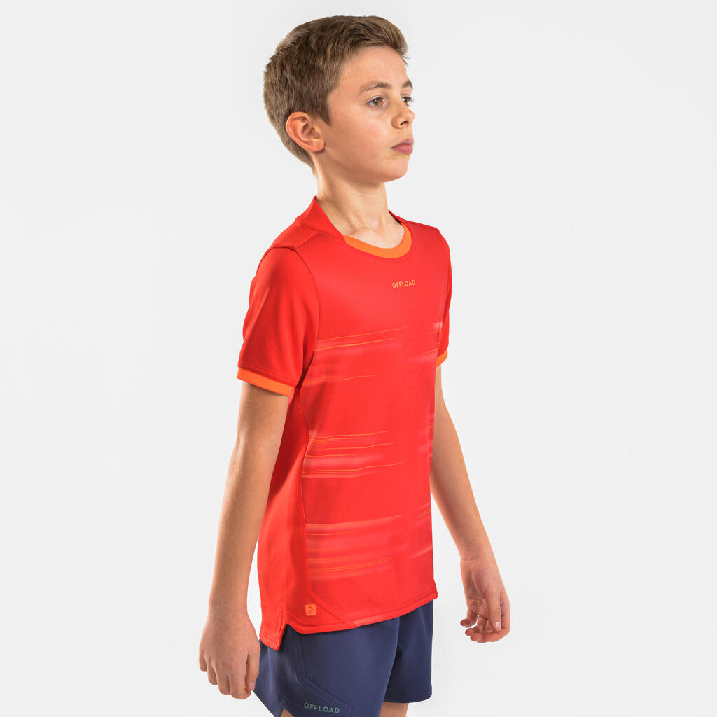 Rugbytrikot Kurzarm R500 Kinder rot