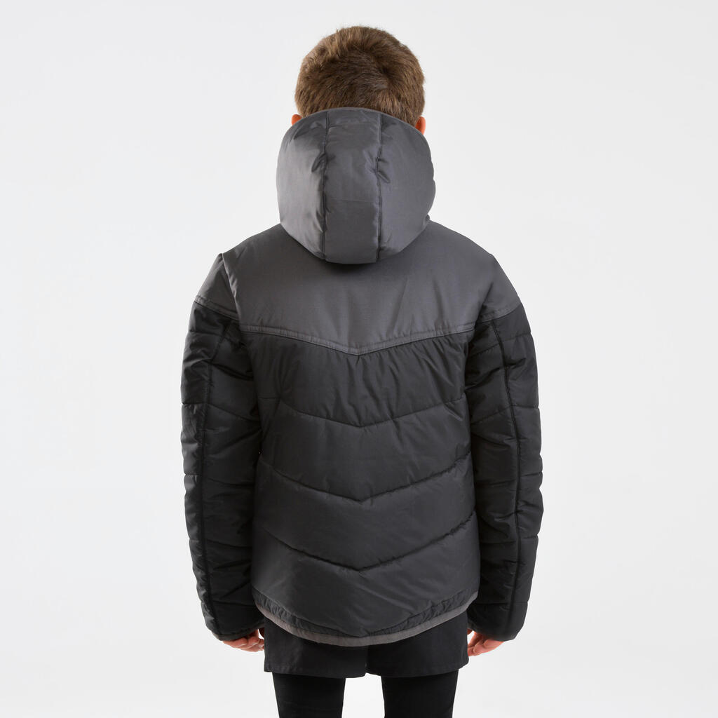 Kids' Warm Rugby Parka 500 - Black/Grey