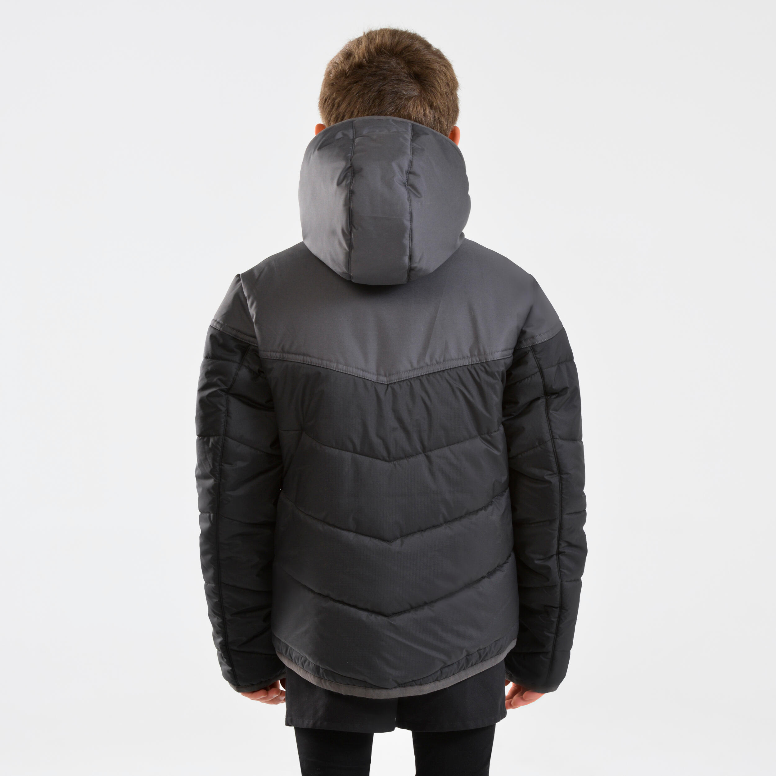 Parka caldo da rugby per bambini - 500 nero grigio