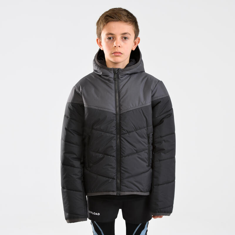 Parka de rugby abrigada Niño - 500 negro gris