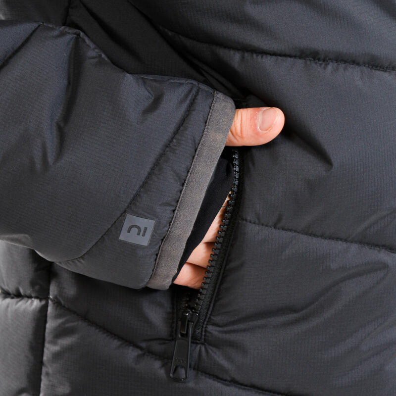 Gyerek parka kabát rögbizéshez R500, fekete, szürke 