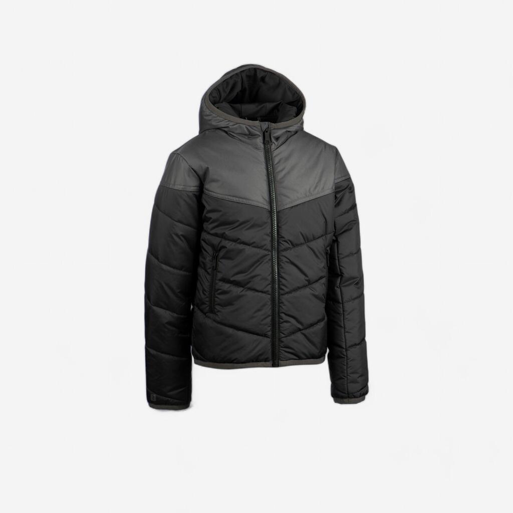 Kids' Warm Rugby Parka 500 - Black/Grey