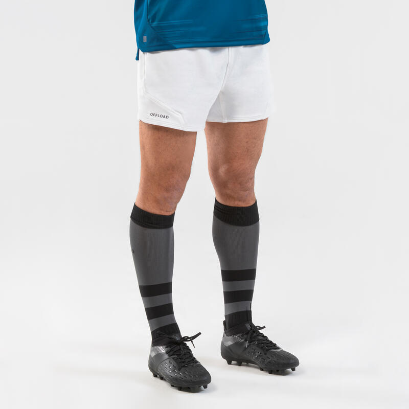 Rugbyshort voor heren R500 wit