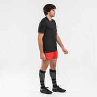 Camiseta de rugby adulto Offload R100  negra y gris