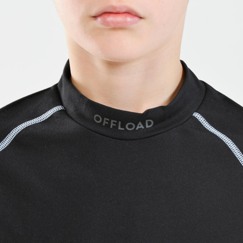 Camiseta térmica manga larga de rugby Niño - R500 negro gris